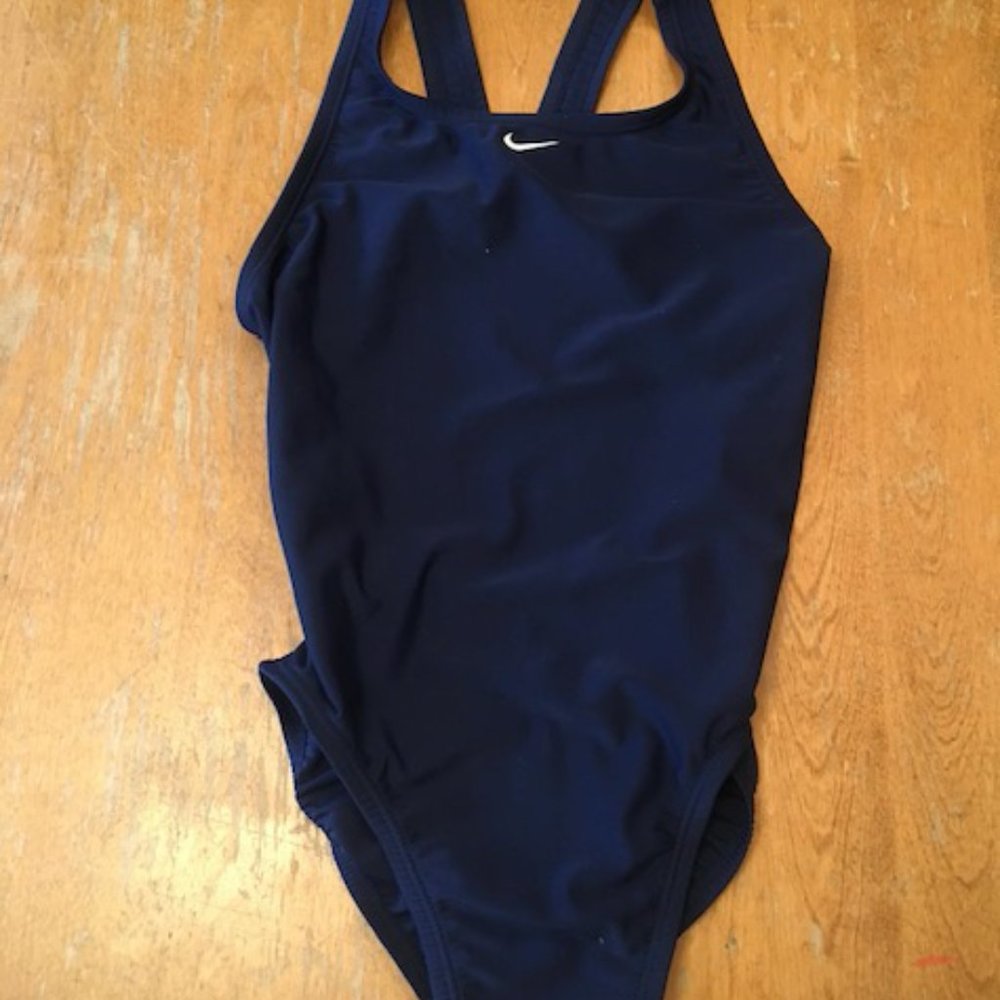 Nike Women Wms 32/6 Blue one piece Fast Back Swim suit Lifeguard/Swim Team